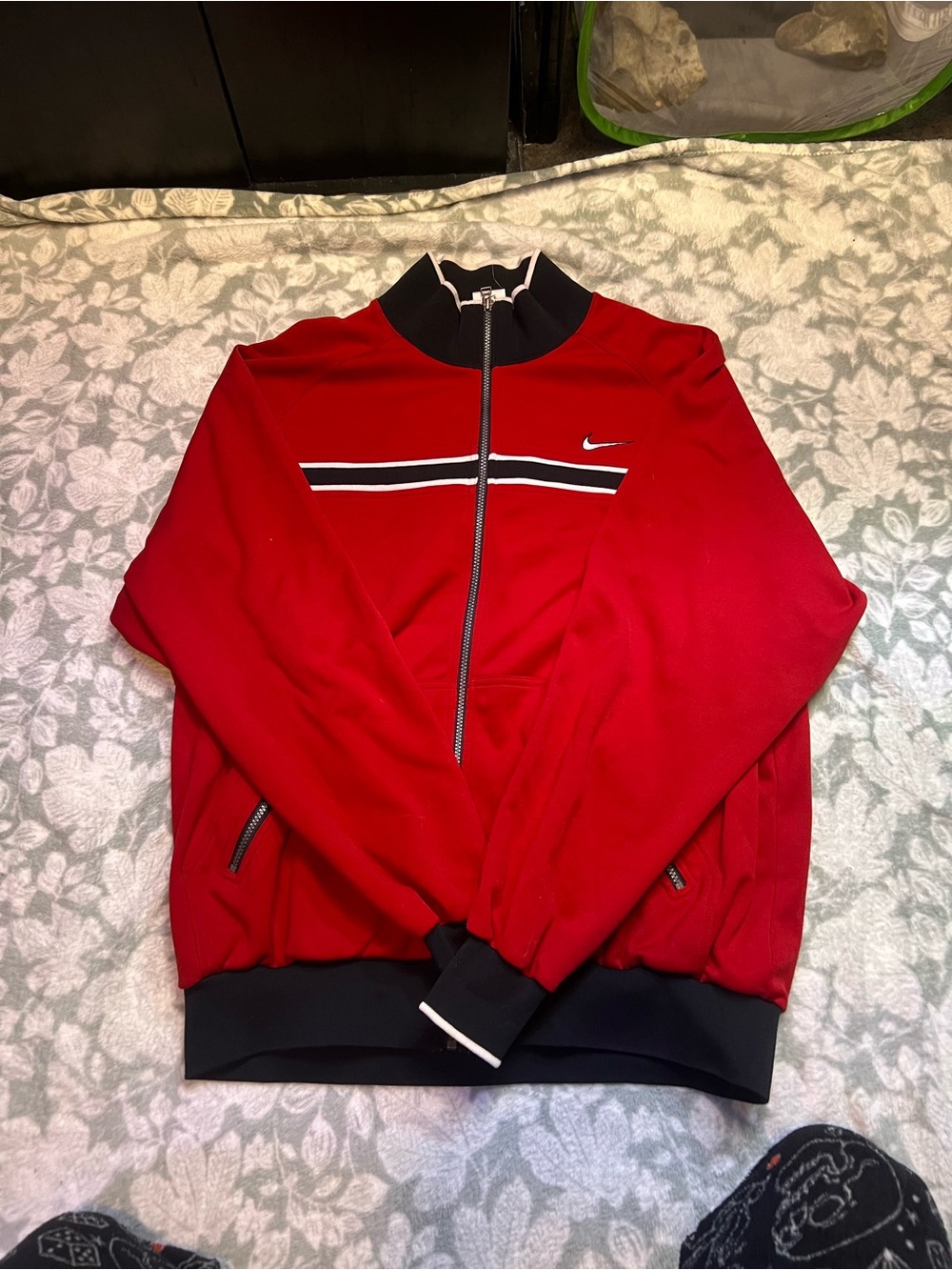 Nike Men's Red Performance Track Jacket with Black Trim